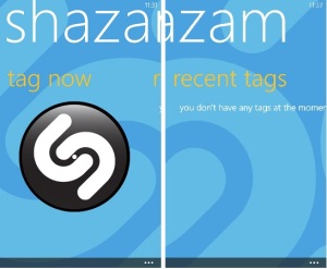 Notice the "r" on the right as a visual clue to swipe right to left. Also notice how "Shazam" and the background shifts as you swipe right to left